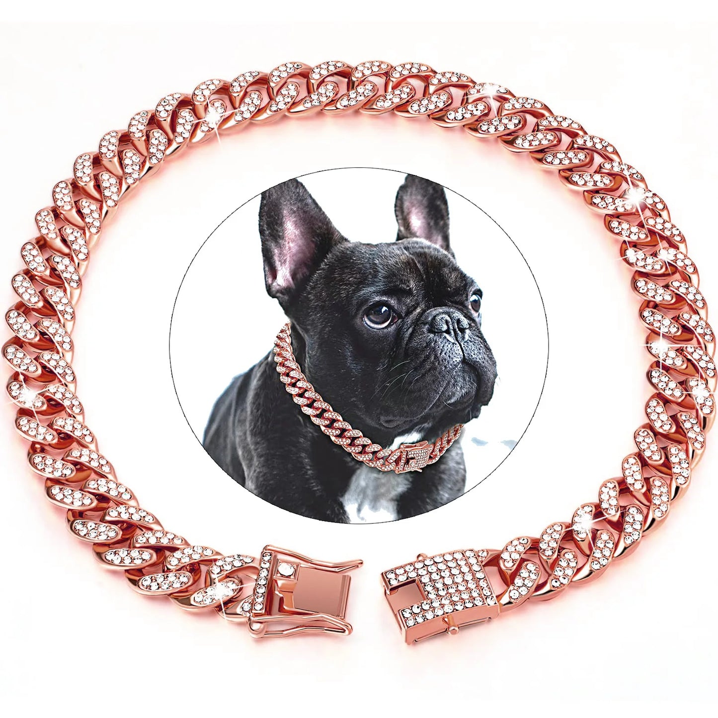 Exclusieve Luxe PETZZ™ Halsband – Gouden Hondensieraad met Diamantlook