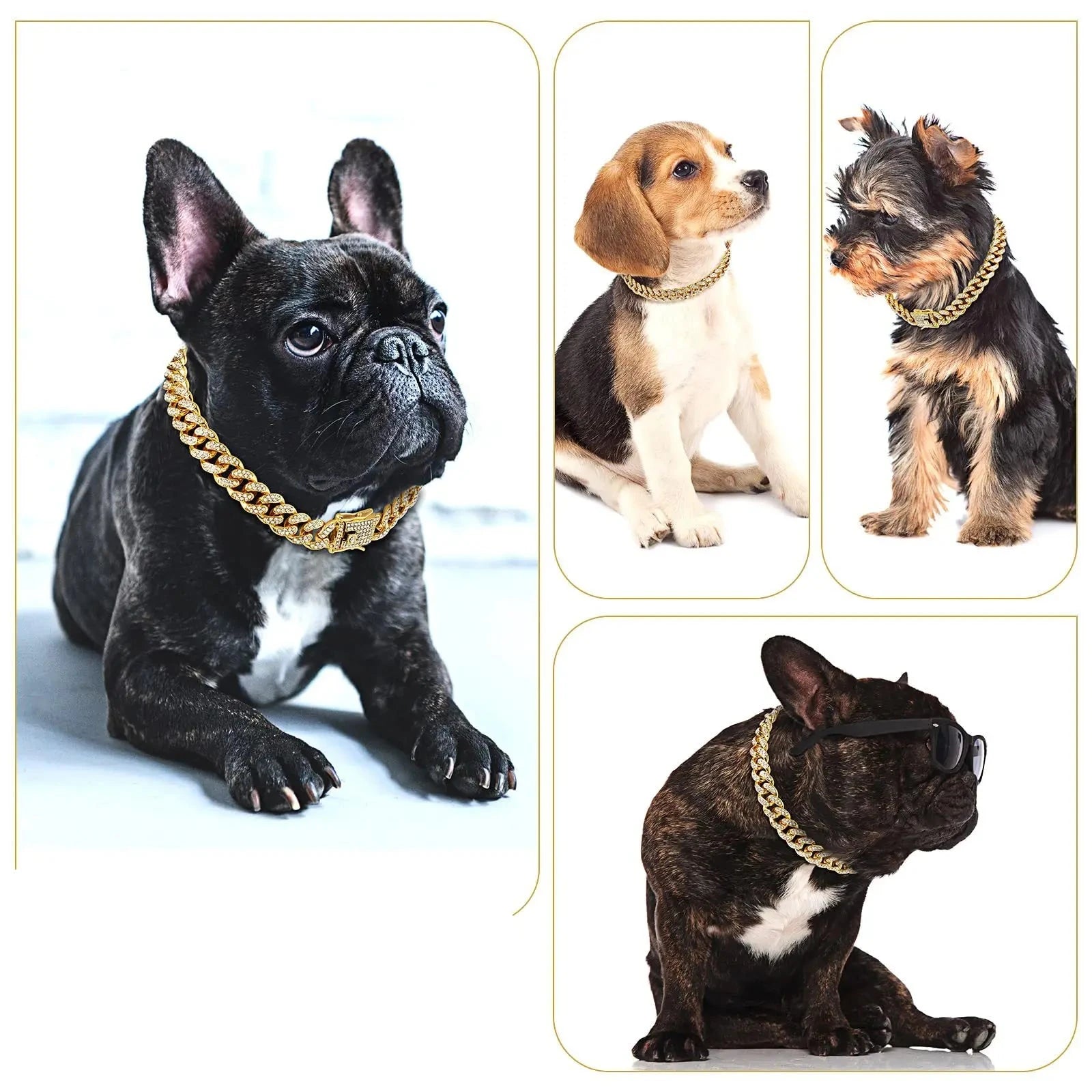 Exclusieve Luxe PETZZ™ Halsband – Gouden Hondensieraad met Diamantlook