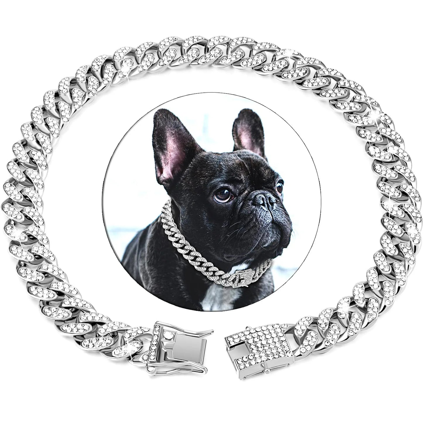 Exclusieve Luxe PETZZ™ Halsband – Gouden Hondensieraad met Diamantlook